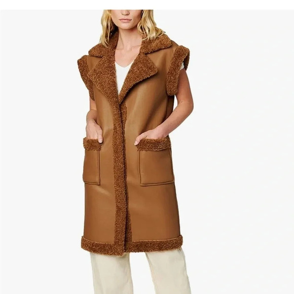 Blank NYC Bonded Vegan Leather Sherpa Vest Touch and Go, Stunning 🔥